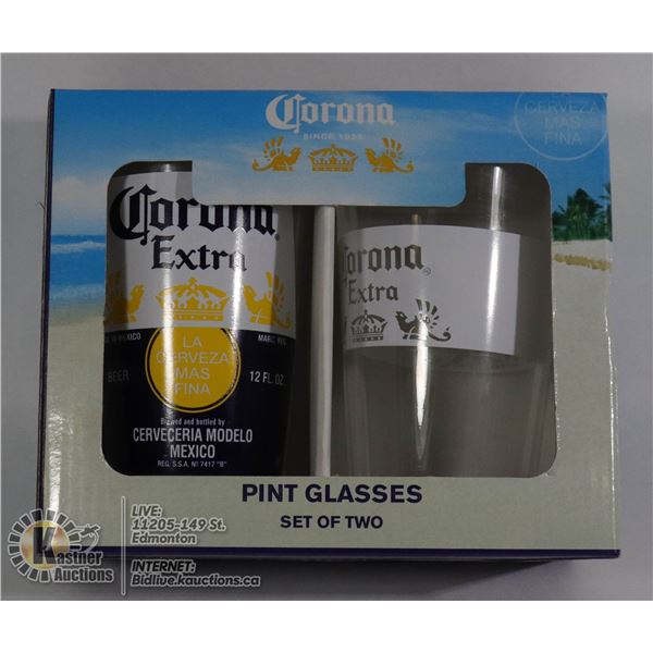 NEW 2PC CORONA PINT GLASSES SET