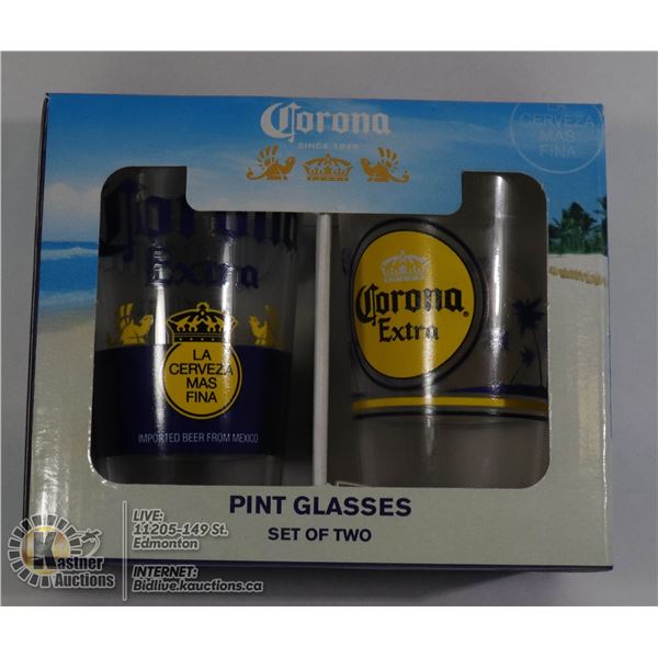 NEW 2PC CORONA PINT GLASSES SET