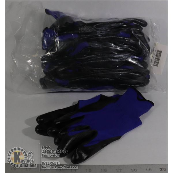 NEW 12 PACK OF NEW NITRILE COATED WORK GLOVES