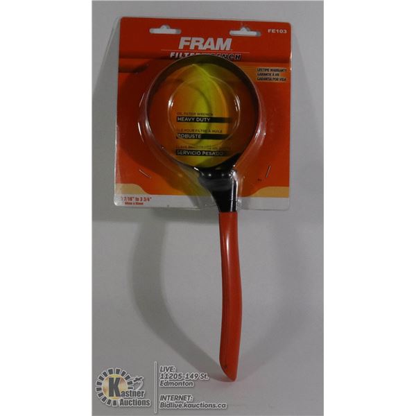 NEW FRAM 3-7/16" TO 3-3/4" OIL FILTER WRENCH
