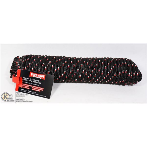 NEW 3/8" X 75' BRAIDED UTILITY ROPE