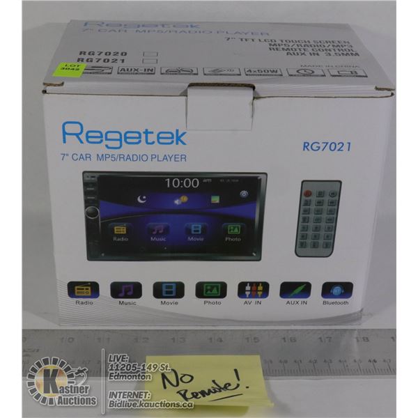 REGETECK 7" CAR MP5/ RADIOI PLAYER