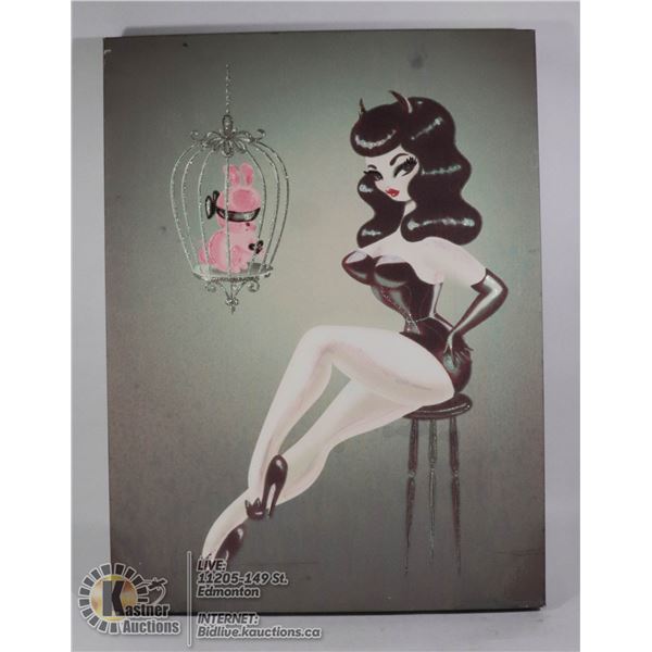 LARGE CANVAS SEXY DEVIL GIRL ARTWORK ( 2 FT. TALL