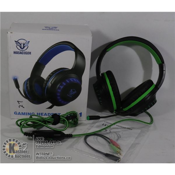 BLACK/ GREEN GAMING HEADSET