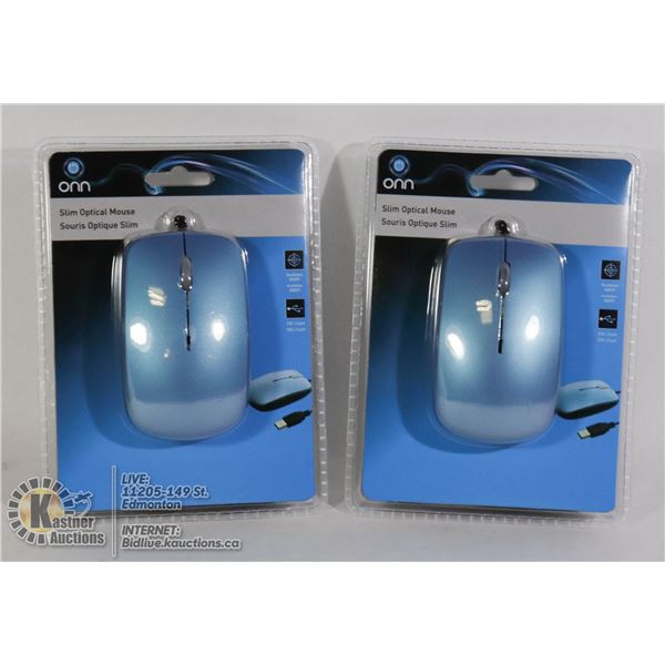 LOT OF 2 ONN SLIM OPTICAL MOUSE
