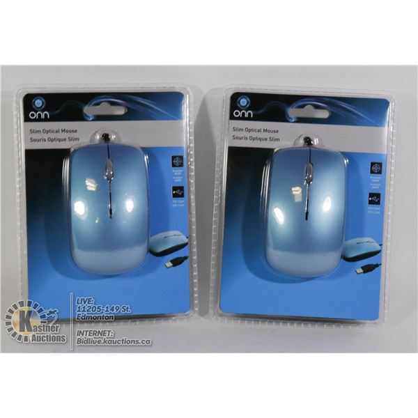 LOT OF 2 ONN SLIM OPTICAL MOUSE