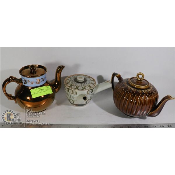 3 VINTAGE CHINA TEAPOTS