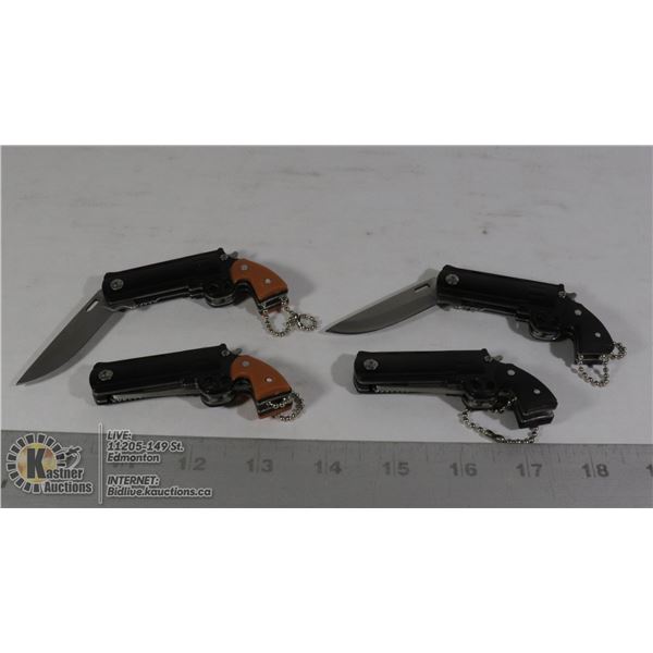 4 NEW MINI REVOLVER KNIVES 2 BROWN, 2 BLACK