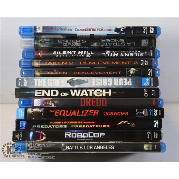 BUNDLE OF 12 MOSTLY ACTION BLU RAY MOVIES