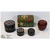 Image 1 : 5 HANDPAINTED CASHMERE  PAPER MACHE TRINKET BOXES