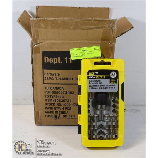 LOT OF FOUR 28PC T-HANDLE SCREWDRIVER SETS