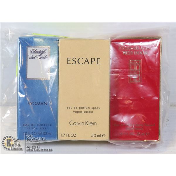 BAG WITH COLLECTION OF 3 EAU DE TOILETTE