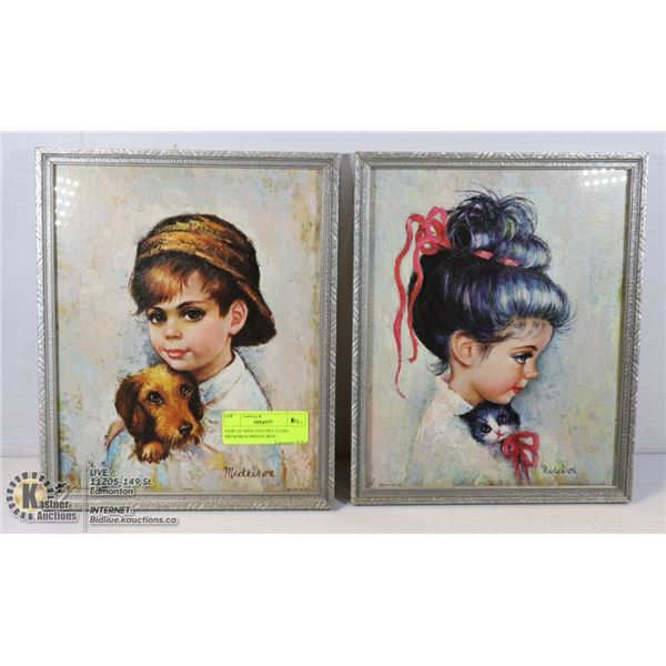 PAIR OF MIDCENTURY LITHO MEDEIROS PRINTS BOY