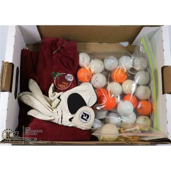 FLAT OF GOLF BALLS AND ACCESSORIES - BAG OF 25