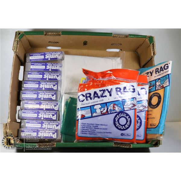 FLAT WITH 3 PACKS OF CRAZY RAGS (MULTI-PURPOSE