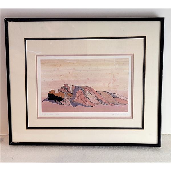 36)  FRAMED, QUADROUPLE MATTED, UNDER GLASS