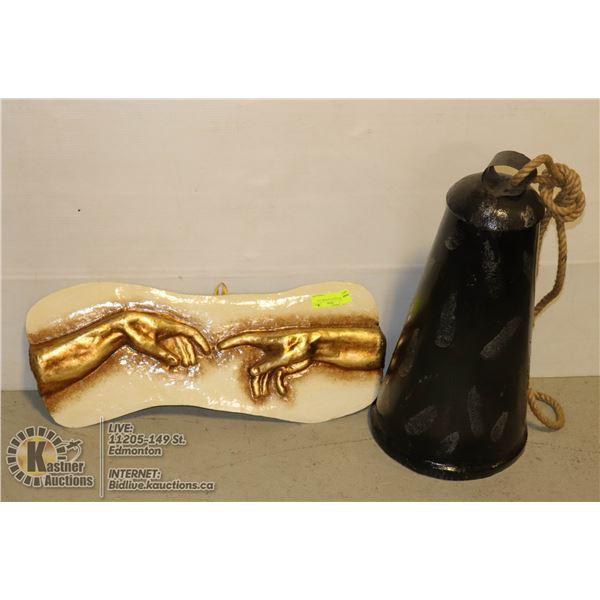 LOT OF ITALIAN ARTWORK AND BELL DAVID ARTWORK AND GIANT BELL