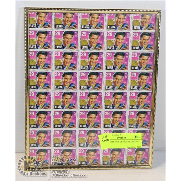 FULL SHEET OF ELVIS STAMPS(40)
