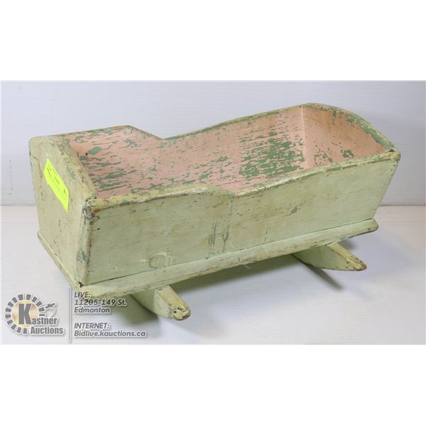 VINTAGE DOLL CRADLE 15 X 7 X 7