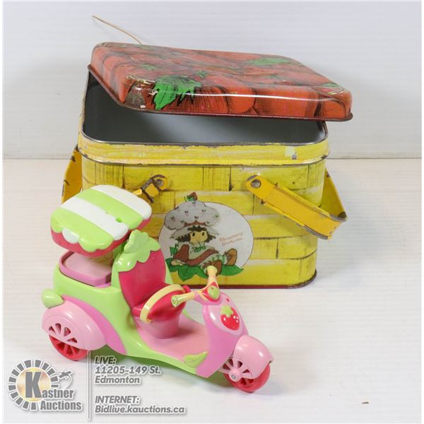 STRAWBERRY SHORT CAKE VINTAGE  TIN BOX &2008 TRICYCLE