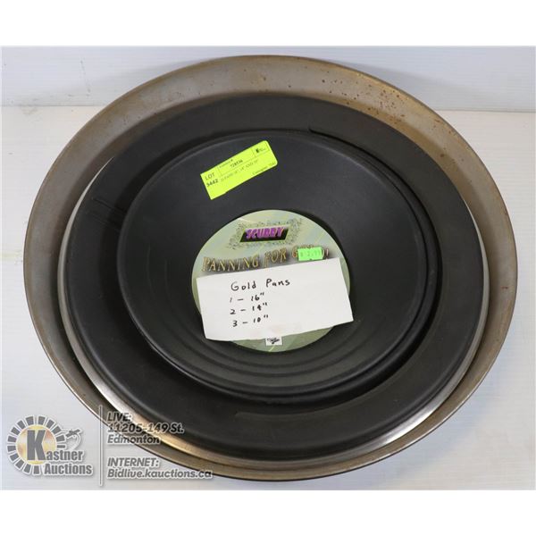 3 GOLD PANS 16", 14" AND 10"