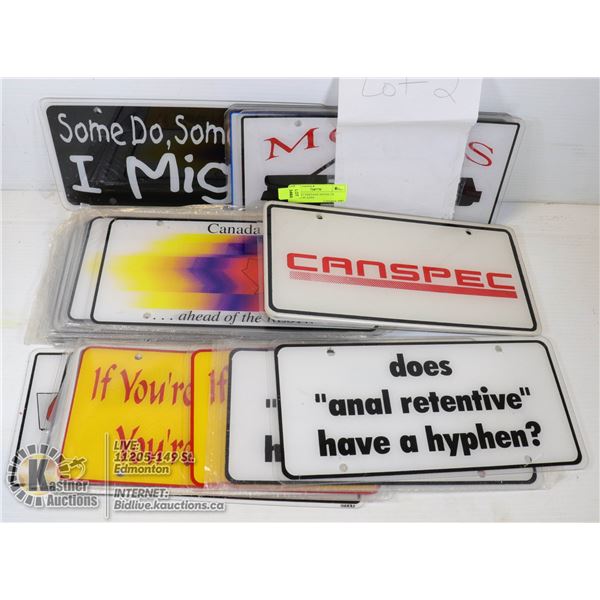 LOT OF 27 VINTAGE NOVELTY LICENSE PLATES MOMS TAXI ETC LOT TWO