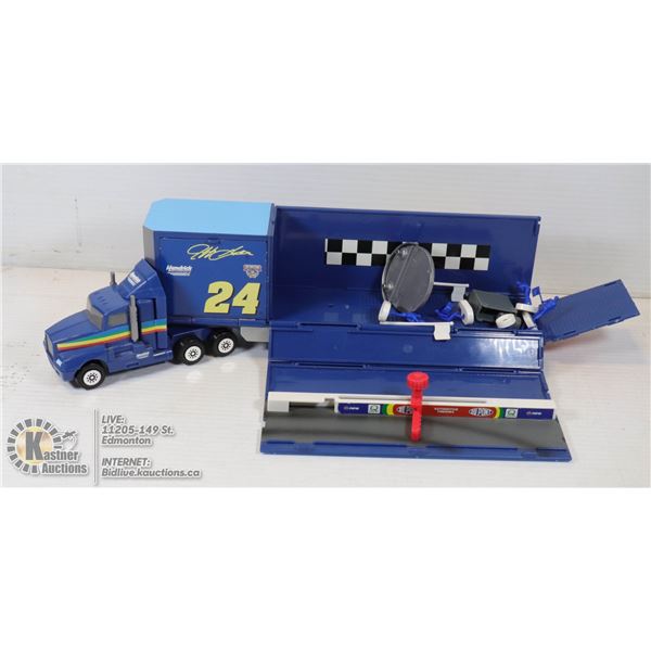 NASCAR DUPONT CAR HAULER W/ EXTRA FIGURINES