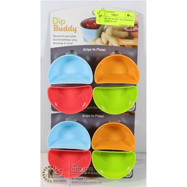 2 NEW 4PC DIP BUDDY ACCESSORIES - CLIPS ONTO PLATE