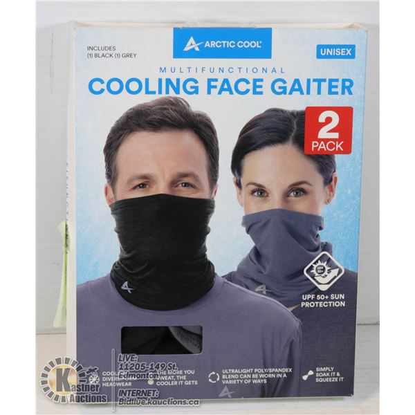 ARCTIC COOL UNISEX COOLING FACE GAITER 2 PACK 1 BLACK & 1 GREY.