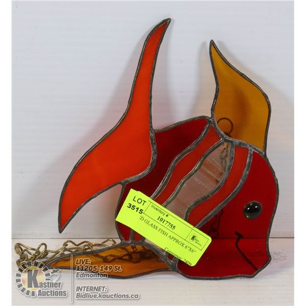 STAINED GLASS FISH APPROX 6"X6"