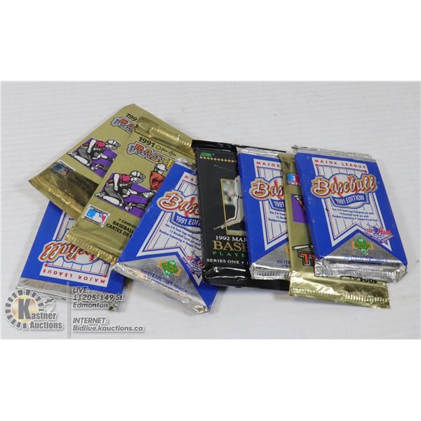 8 UNOPENED PACKS OF 1990-91 BASEBALL CARDS