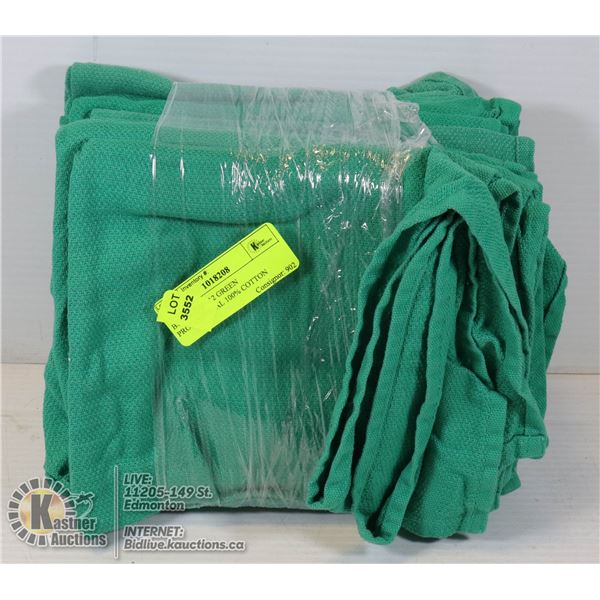 BUNDLE OF 12 GREEN PROFESSIONAL 100% COTTON WIPING/CLEANING TOWELS - PACK OF 10 - (17.5"X 28")
