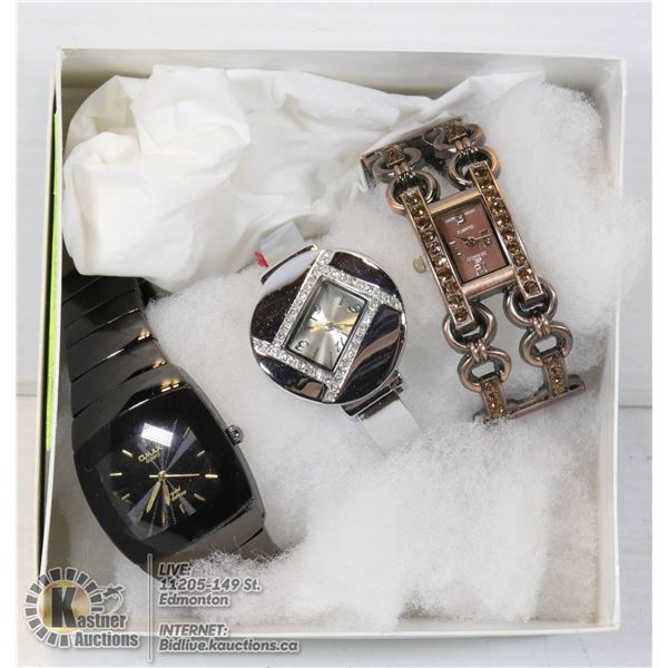 SET OF 3 NEW QUALITY FASHION WATCHES (MSRP TOTAL $97.50)