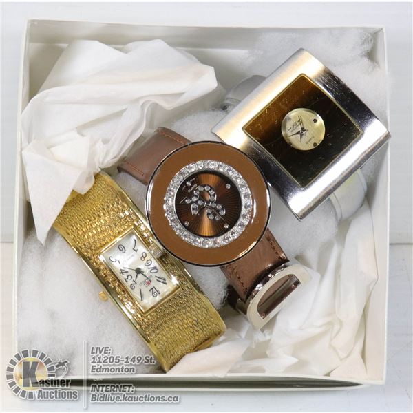 SET OF 3 NEW QUALITY FASHION WATCHES (MSRP TOTAL $90.50)