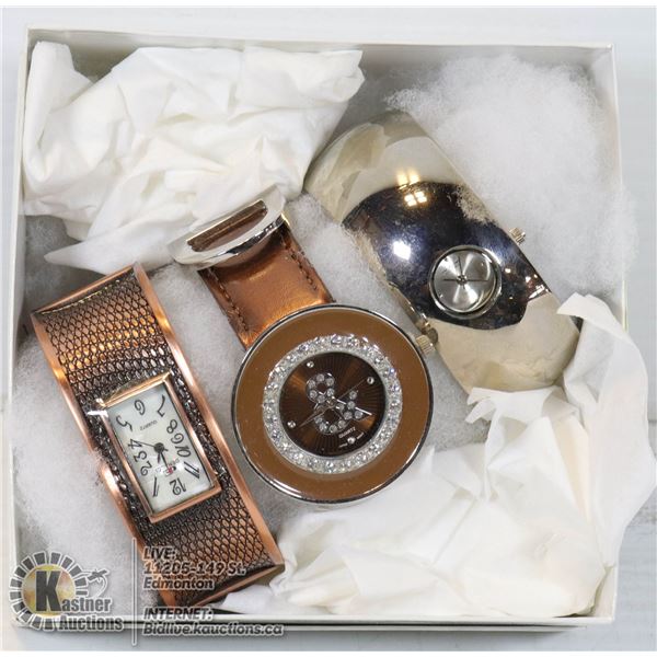 SET OF 3 NEW QUALITY FASHION WATCHES (MSRP TOTAL $94.50)