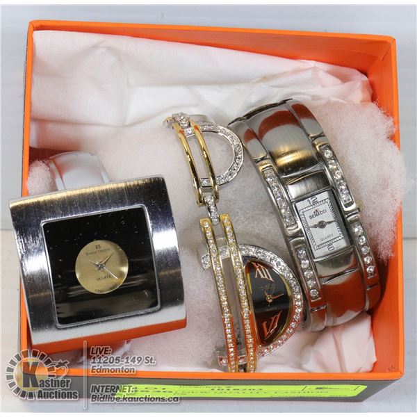 SET OF 3 NEW QUALITY FASHION WATCHES (MSRP TOTAL $91.00)