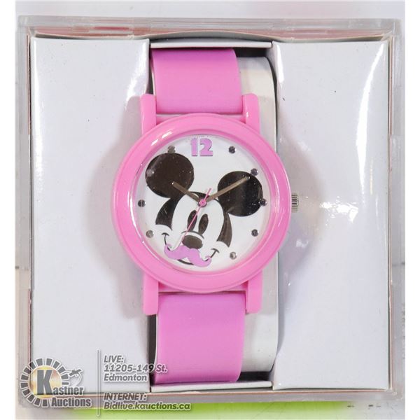 NEW MICKEY MOUSE WATCH WORKING PINK STRAP INBOX