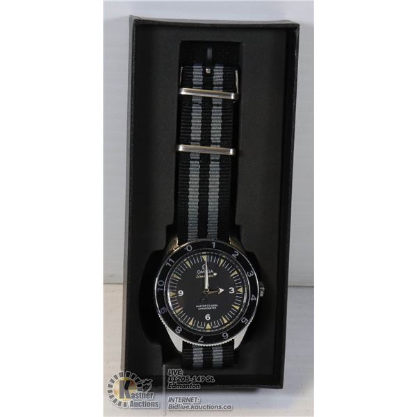 NEW OMEGA "SEAMASTER" REPLICA CO-AXIAL CHRONOMETER WITH NATO STRAP AND BOX