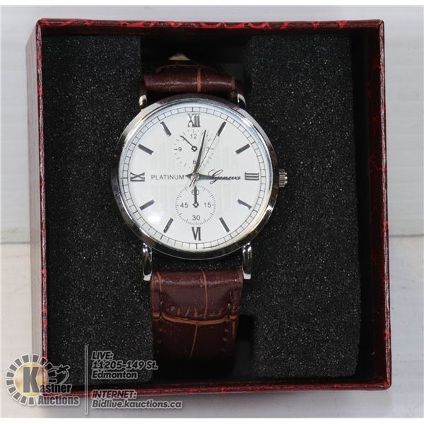 NEW MEN'S GENEVA "PLATIUM" WATCH