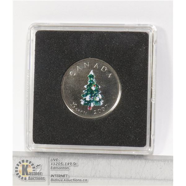 2007 COLORIZED CHRISTMAS TREE 25 CENT CANADA 25 CENT ISSUED ONLY TO COLLECTORS IN A SPECIAL COIN SET