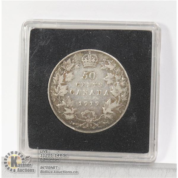 1919 GEORGE V SILVER CANADA 50 CENT CHOICE EXAMPLE OF THIS 1918 GEORGE V SILVER 50 CENT WITH STRONG 