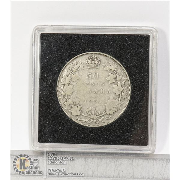 SEMI-KEY DATE 1931 SILVER CANADA 50 CENT VERY LOW MINTAGE YEAR AND VERY HARD TO FIND DATE, MISSING F