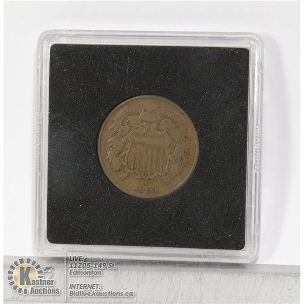 1864 USA 2 CENT COIN VERY GOOD CONDITION FOR TYPE 2 CENT COINS WERE ONLY PRODUCED FOR 9 YEARS BETWEE