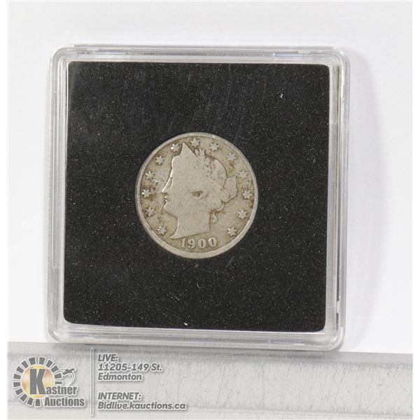 1900 USA LIBERTY HEAD 5 CENT COIN. NICE LOOK NICE EXAMPLE OF THIS 1900 PHILADELPHIA MINT USA 5 CENT 