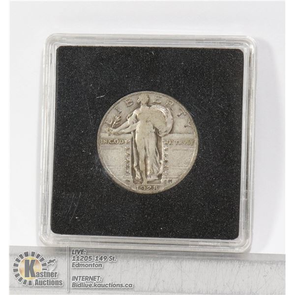 1928 WALKING LIBERTY USA SILVER 25 CENT TYPE 2 COIN OF THE WALKING LIBERTY 25 CENT WITH A RECESSED D