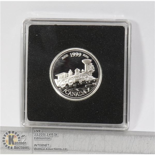 1999 PROOF SILVER CANADA 25 CENT "JUNE" SILVER PROOF EDITION OF CANADA'S MILLENNIUM QUARTER SERIES. 