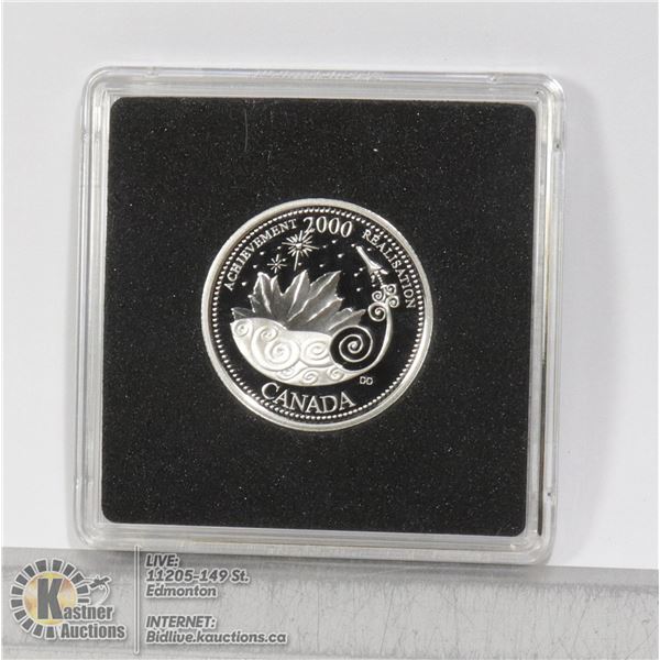 2000 PROOF SILVER CANADA 25 CENT "ACHIEVEMENT" SILVER PROOF EDITION OF CANADA'S MILLENNIUM QUARTER S