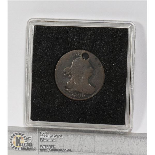 1806 LOW MINTAGE USA 1/2 PENNY COIN SCARCE LOW MINTAGE EARLY USA HALF PENNY COIN FROM 1806. ONLY 356