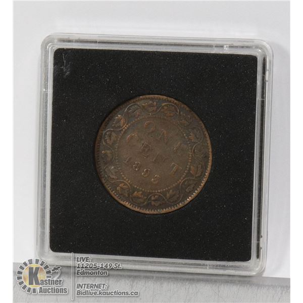 1893 VICTORIA CANADA LARGE CENT MINTED AT THE ROYAL MINT IN ENGLAND FOR USE IN CANADA. MINTED IN 189