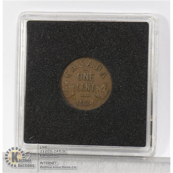 KEY DATE 1924 CANADA SMALL CENT GEORGE V KEY DATE, LOW MINTAGE CANADA SMALL CENT COIN. WITH A VERY L